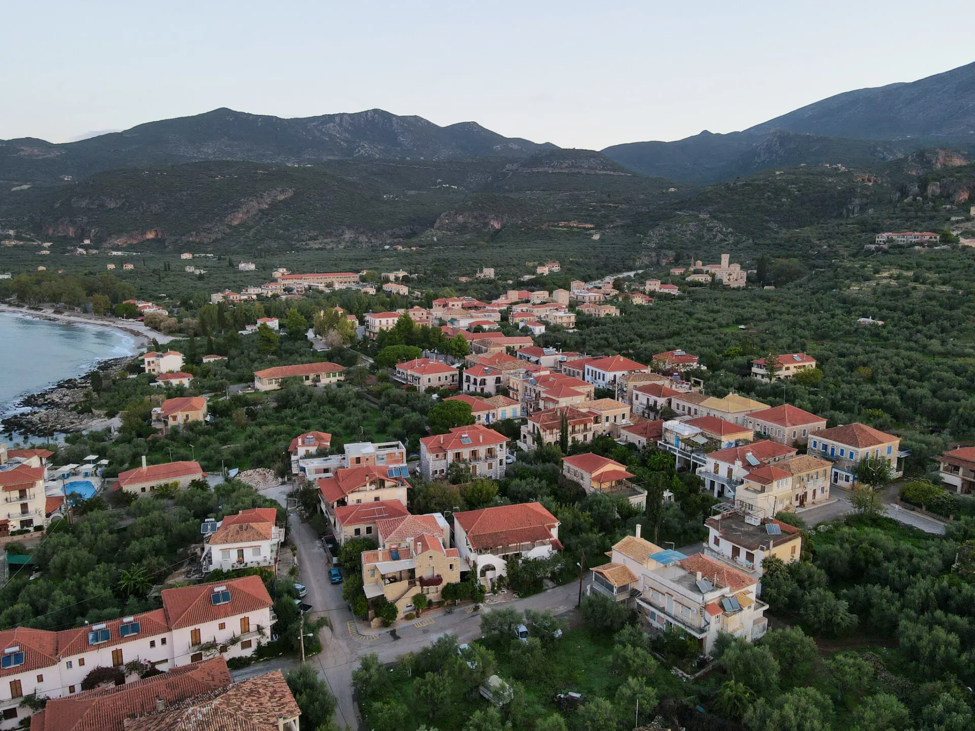 Scenic drone capture of Kardamyli