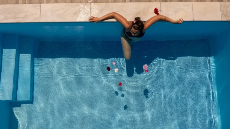 Relaxing by the pool