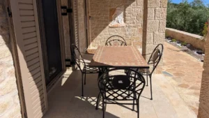 Achilles Cottage outdoor terrace dining for a romantic week in Kardamyli