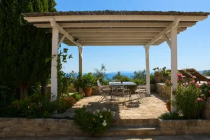 Garden work surface for working remotely from Kardamyli