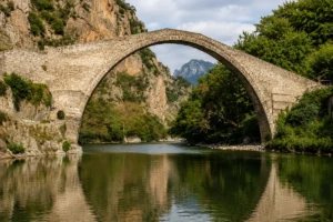 Viros Gorge Kardamyli trail and stone bridge near Lykaki Monastery