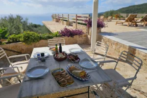 Villas in Kardamili with outdoor dining and sea views at Villa Leonidas