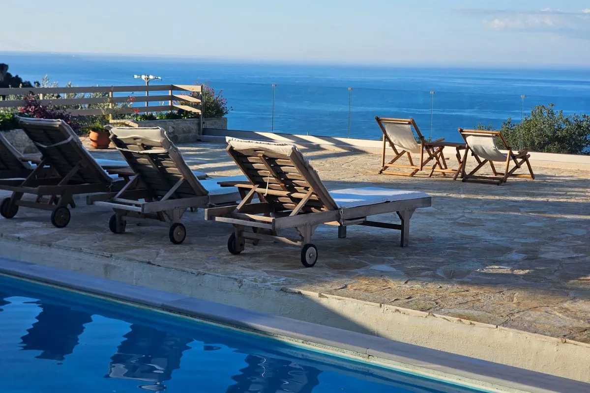 Villa Leonidas infinity pool with sea view in Kardamyli Greece